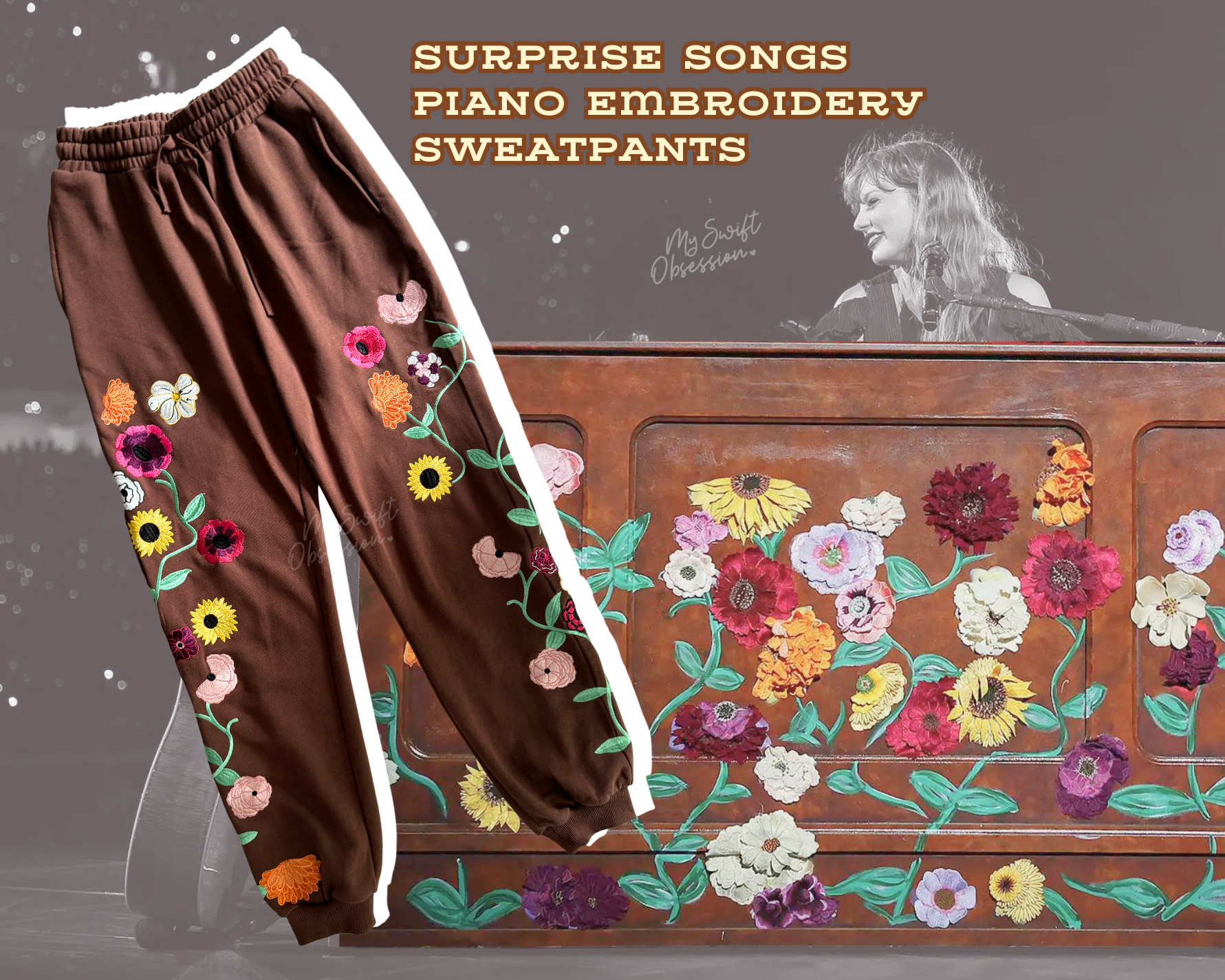 Surprise Songs Piano Embroidery Sweatpant — My Swift Obsession